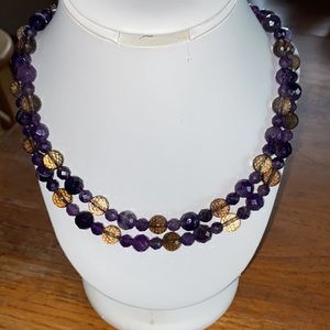 Jay King smoky quartz & amethyst faceted necklace